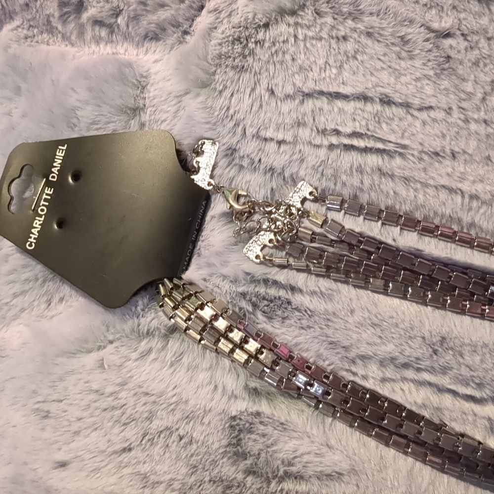 Charlotte Daniel tassel necklace silver tone